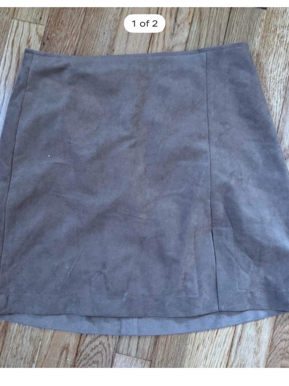 Anthropologie Taupe Suede Mini Skirt